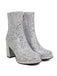 Point Toe Sequined Chunky Heel Ankle Boots