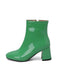 Retro Christmas Patent Leather Block Heel Ankle Boots