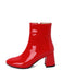 Retro Christmas Patent Leather Block Heel Ankle Boots