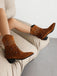 Flannelette Cone Heel Western Boots