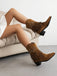 Flannelette Cone Heel Western Boots
