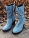 Denim Round Toe Zipper Mid-Calf Boots