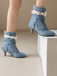 Retro Contrast Kitten Heel Ankle Boots