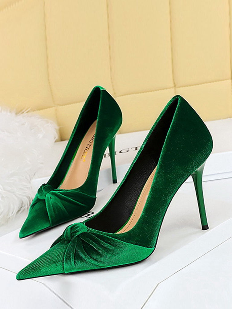 Pointed Toe Velvet Stiletto Heels Shoes