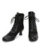 Vintage Leather Solid Lace Heel Boots