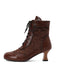 Vintage Leather Solid Lace Heel Boots