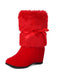 Christmas Patchwork Fur Bow Boots