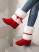 Christmas Patchwork Fur Bow Boots