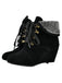 Suede Fleece Lace-Up Wedge Heel Ankle Boots