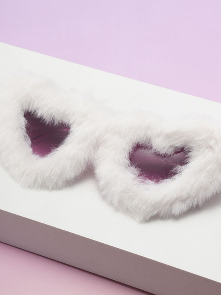 Solid Plush Heart Frame Sunglasses