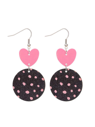 Heart Polka Dot Dangle Earrings