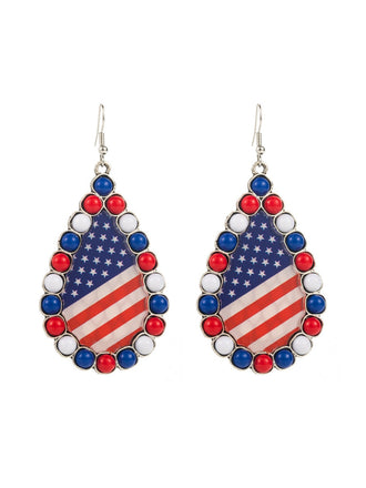 Independence Day Flag Beaded Earrings