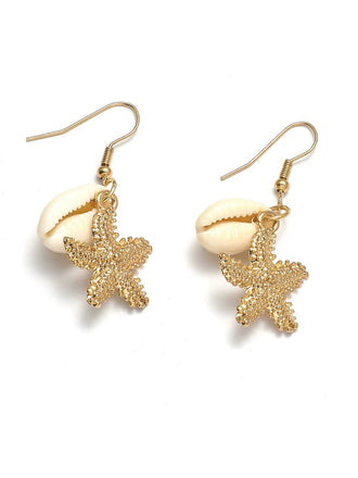 Vintage Cowrie Shell & Starfish Earrings