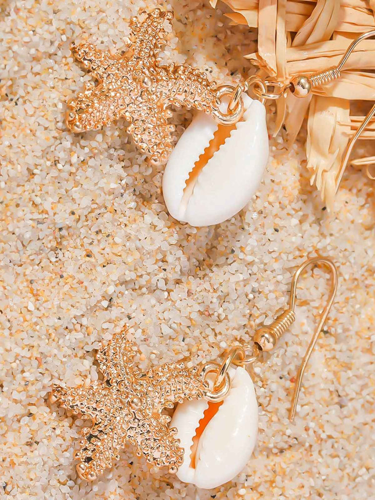 Vintage Cowrie Shell & Starfish Earrings