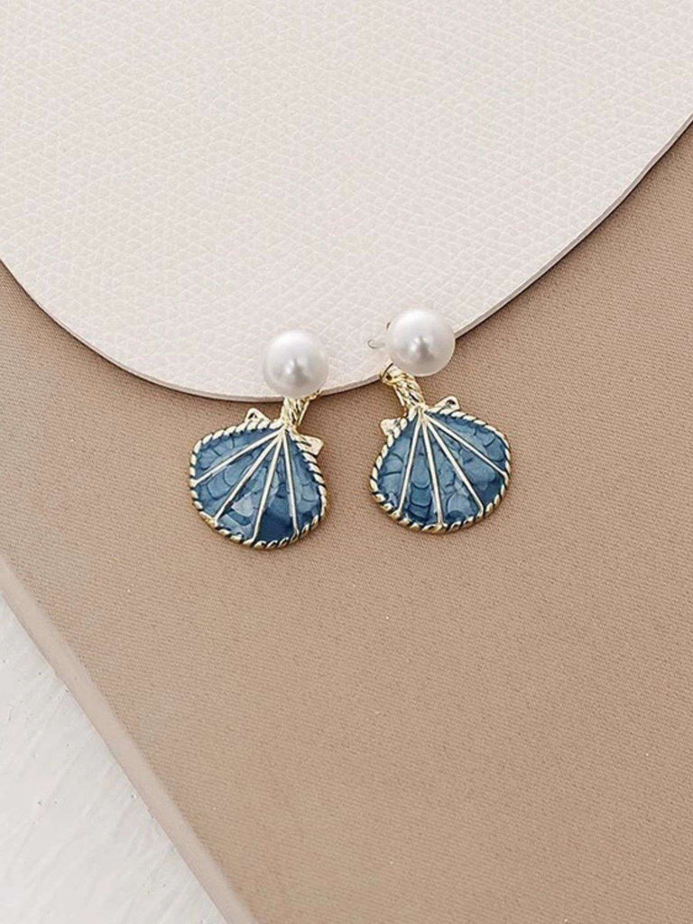 Vintage Blue Shell Pearl Earrings