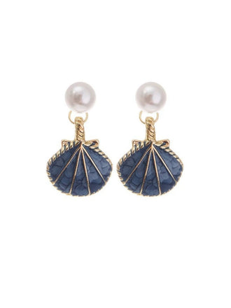 Vintage Blue Shell Pearl Earrings