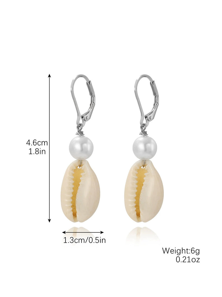 Pearl Mermaid Tail Seashell Dangle Earrings