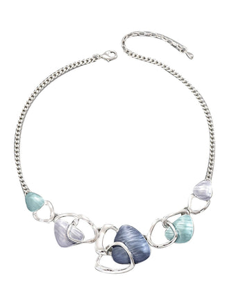 Multicolor Shell Silver Necklace & Earrings Set