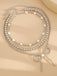 Retro Pearl Beads Bow Layered Necklace