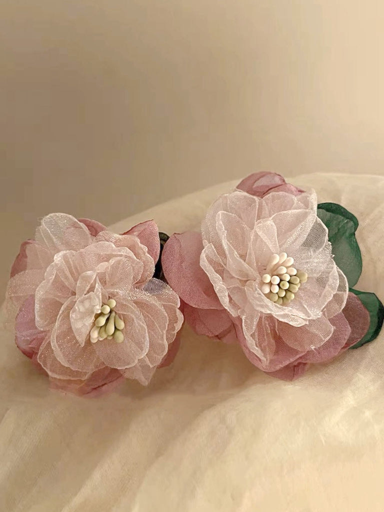 Pink Vintage 3D-Floral Earrings