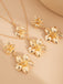 Floral Double Clavicle Necklace & Earrings Set