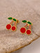 Vintage Alloy Strawberry & Cherry Fruit  Earrings