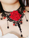 Gothic 3D Rose Gemstone Pendant Choker Necklace