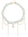 White Heart Rhinestone Pendant Beaded Necklace