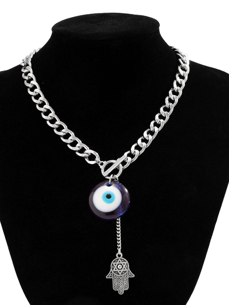 Gothic Demon Eye Palm Pendant Necklace