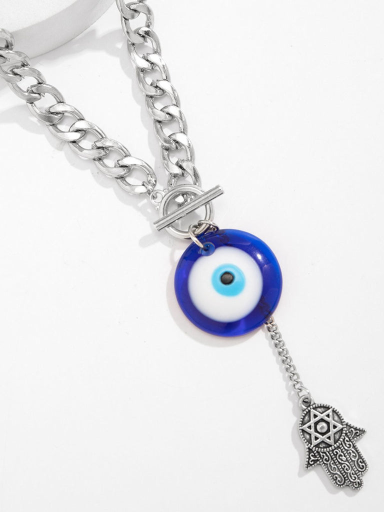 Gothic Demon Eye Palm Pendant Necklace