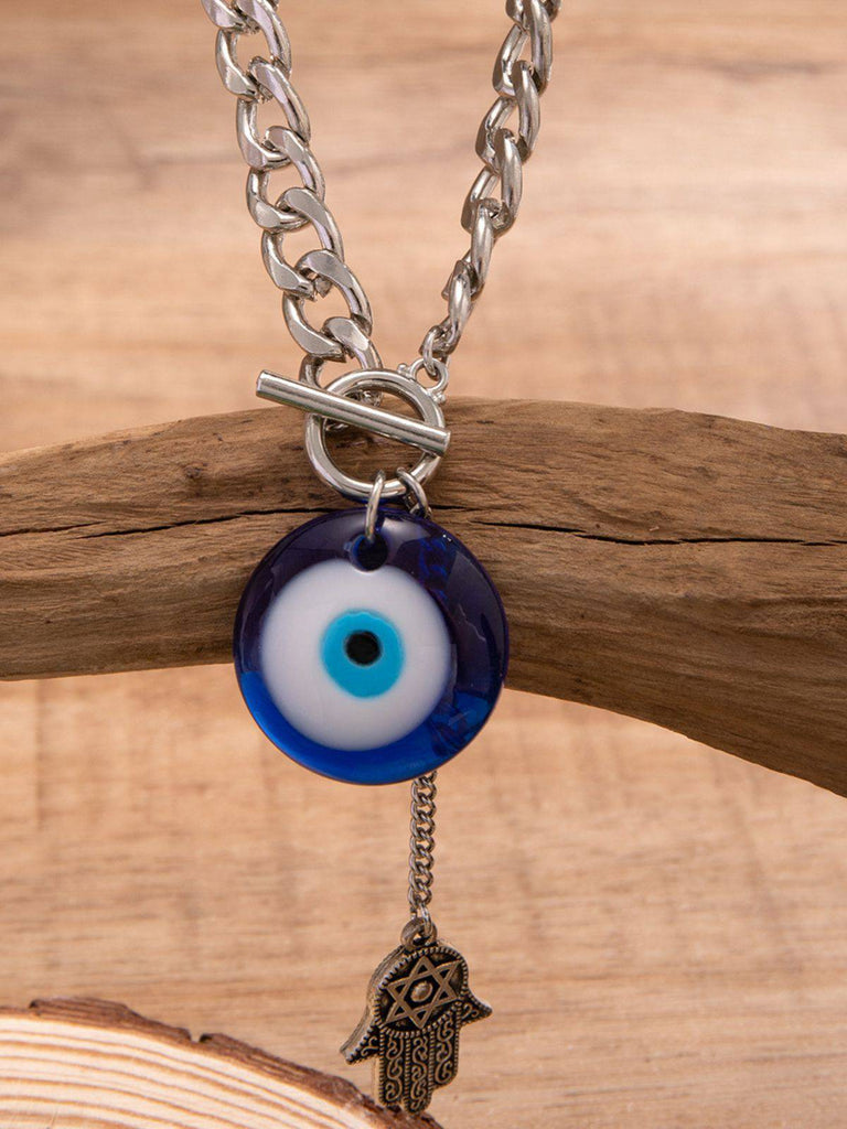Gothic Demon Eye Palm Pendant Necklace
