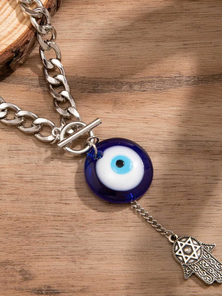 Gothic Demon Eye Palm Pendant Necklace