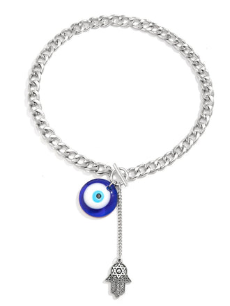 Gothic Demon Eye Palm Pendant Necklace