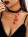 Gothic Multi-Layered Beaded Blooddrop Pendant Necklace
