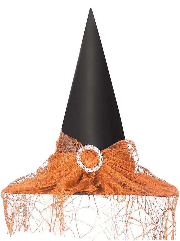 Halloween Mesh Patchwork Pointy Witch Hat