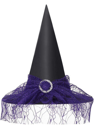 Halloween Mesh Patchwork Pointy Witch Hat