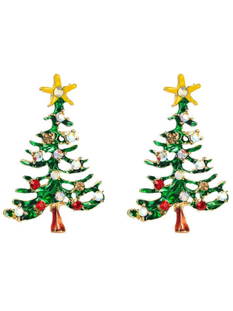 Christmas Tree Rhinestone Earrings