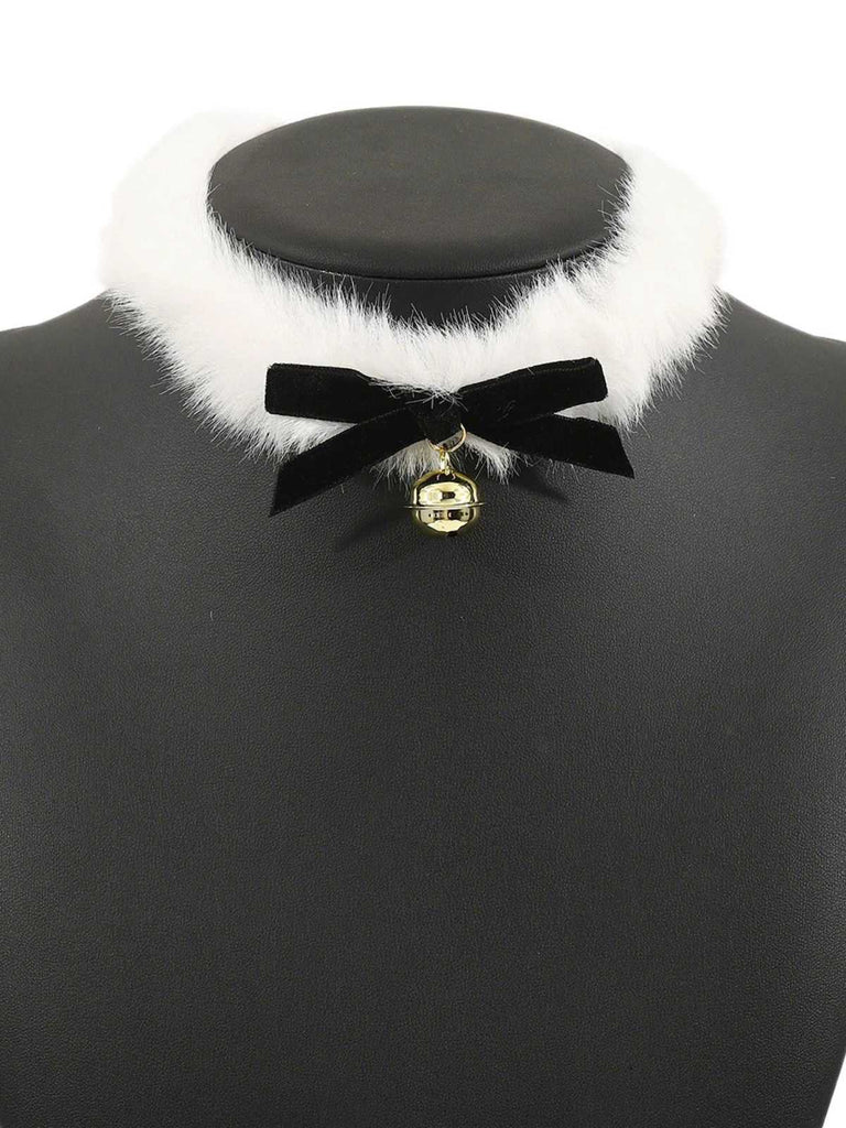 Christmas Bowknot Bell Plush Choker Necklace