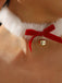 Christmas Bowknot Bell Plush Choker Necklace