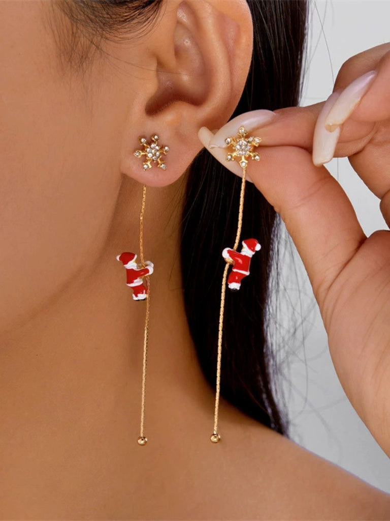 Red Christmas Santa Claus Long Drop Earrings