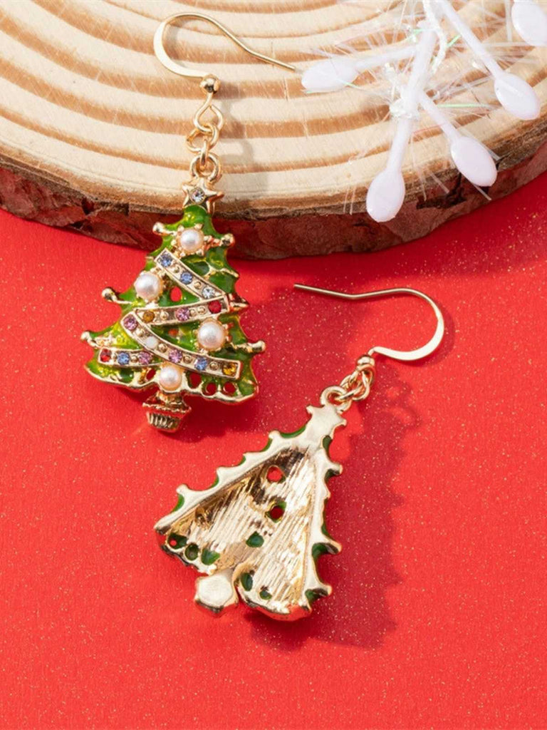 Christams Tree Pearl Oil-Dripping Earrings