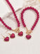 Vintage Heart Pearls Necklace & Bracelet & Earring Set