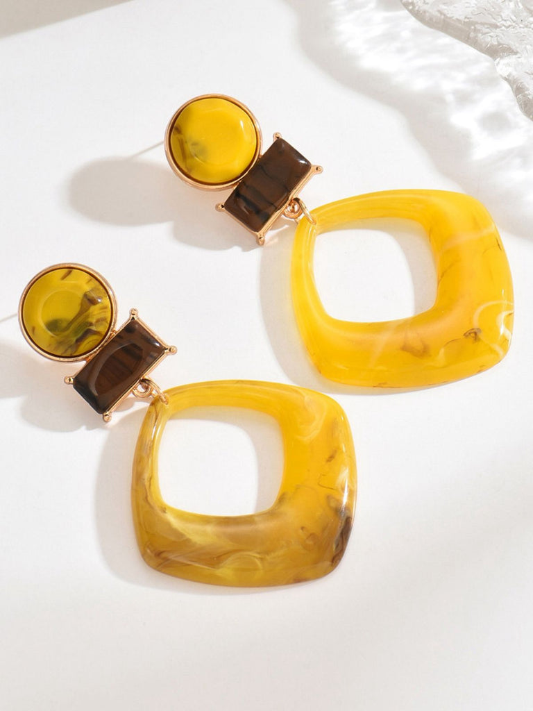 Vintage Exaggerated Geometric Marble Resin Earrings