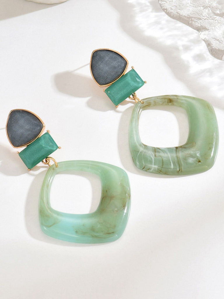 Vintage Exaggerated Geometric Marble Resin Earrings