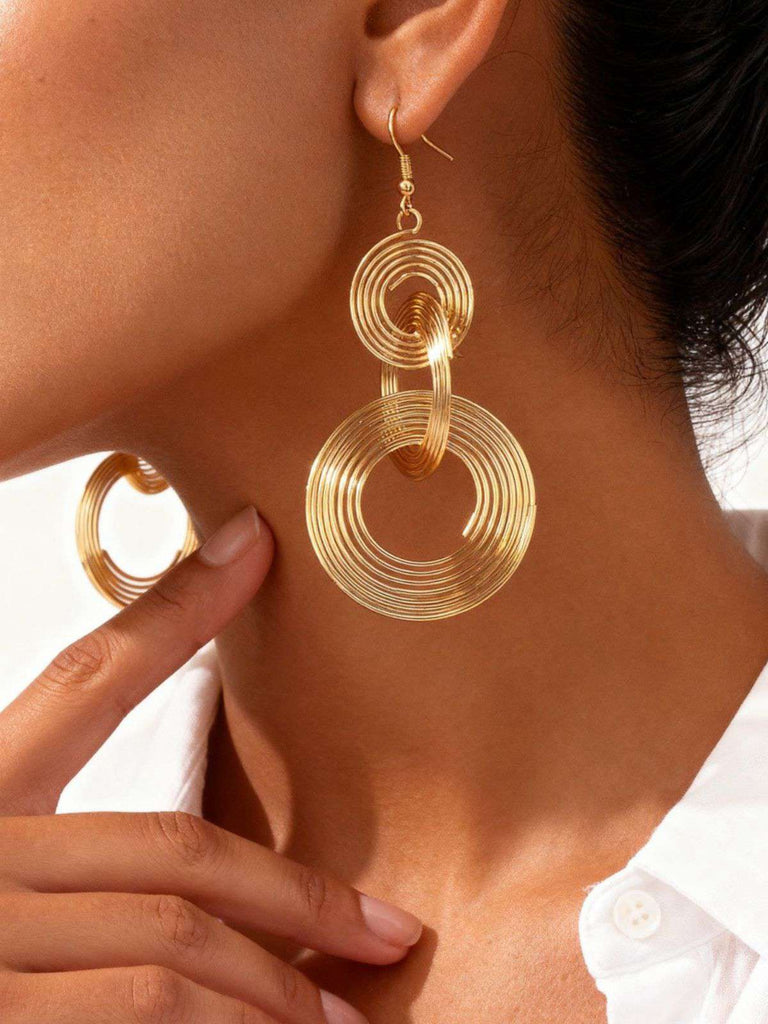 Vintage Gold Exaggerated Coil Alloy Earrings