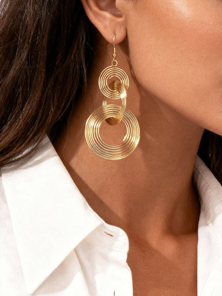 Vintage Gold Exaggerated Coil Alloy Earrings