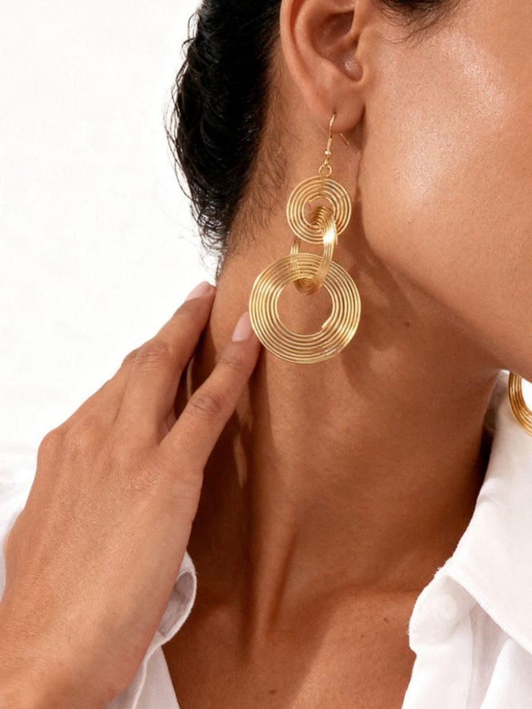 Vintage Gold Exaggerated Coil Alloy Earrings