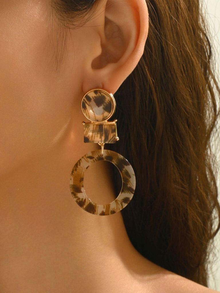Vintage Leopard Print Drop Earrings