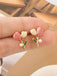 Pink Tulip Flower Pearl Stud Earrings