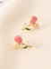 Pink Tulip Flower Pearl Stud Earrings